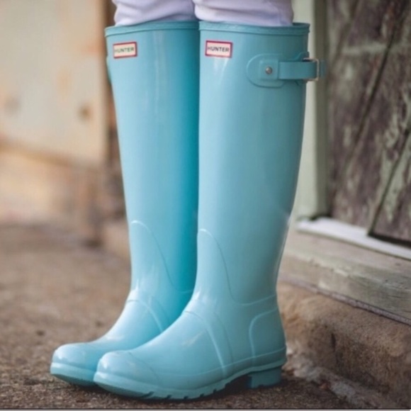 Hunter Shoes - Tiffany blue Hunter boots, tall gloss